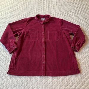 L L Bean Wide Wale Corduroy Women’s 3X Long Sleeve Button Up shirt Pink Shacket